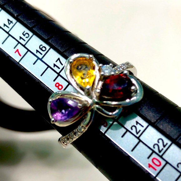 Amethyst Garnet Citrine & 14K White Gold Plated - Picture 2 of 4